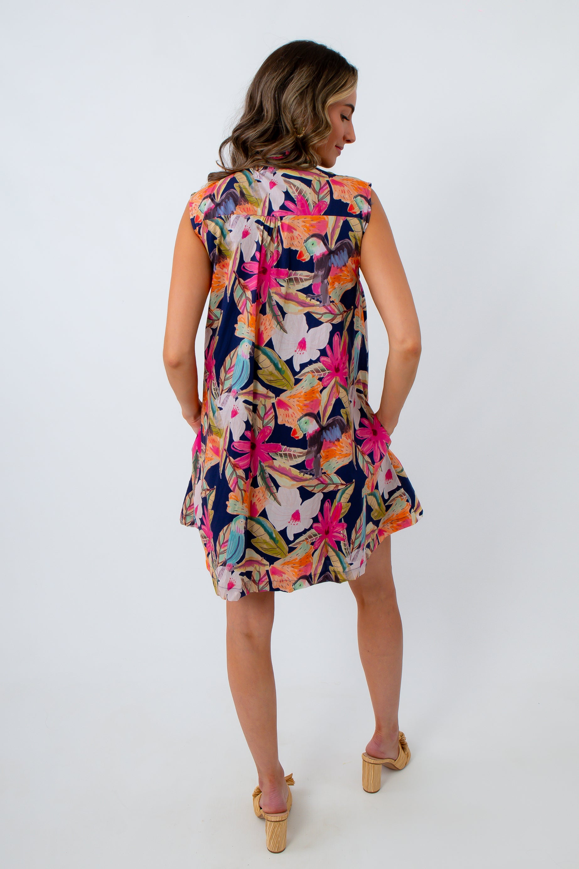 tie neck printed summer dress