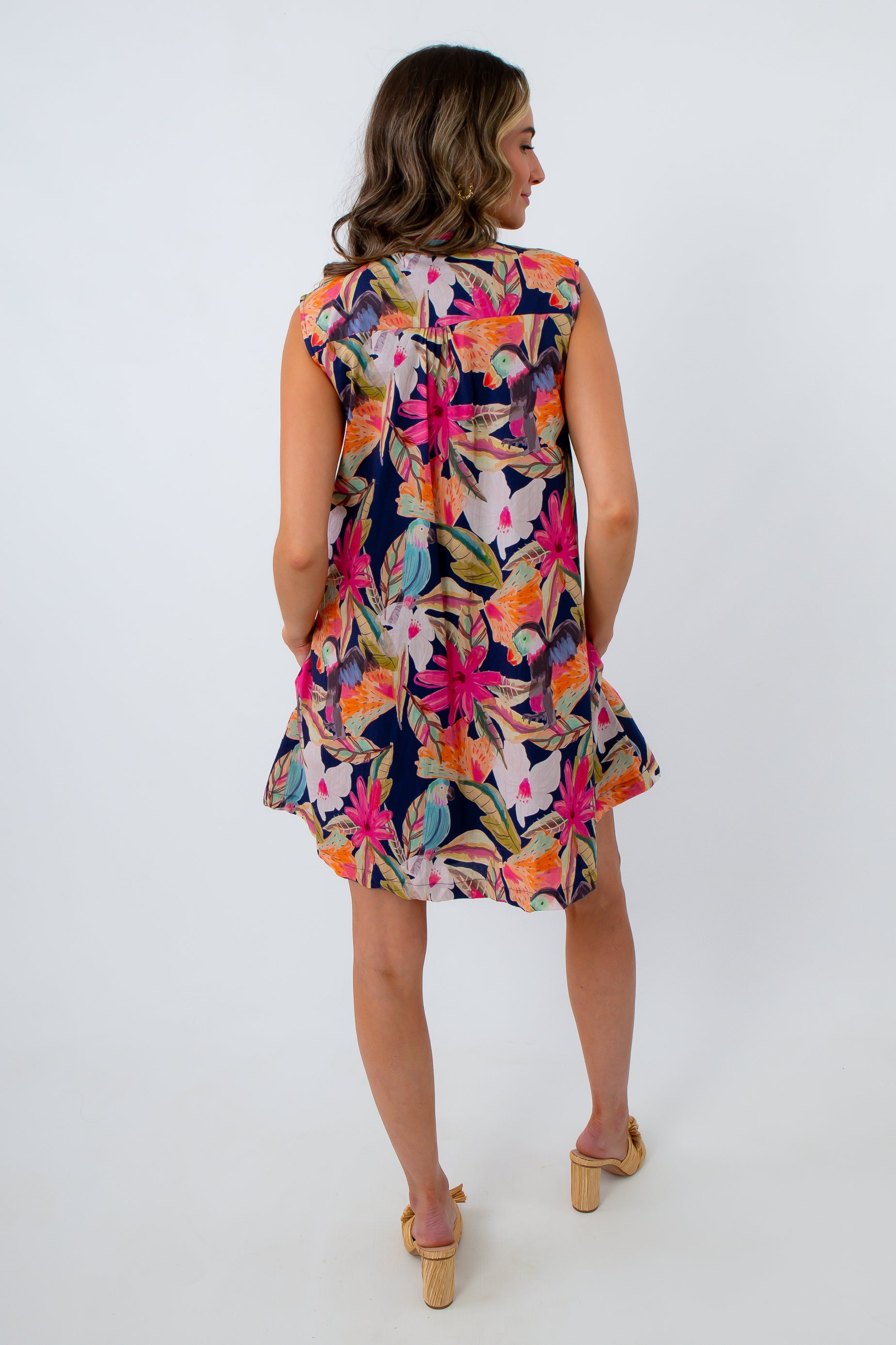 Birds of Paradise Tie Neck Dress