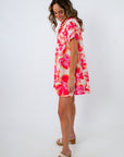 Floral button-front dress with collar