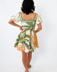 Beachside Palm Puff Sleeve Mini Dress