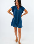 Fall dress perfect for layering, casual denim dress, denim dress with buttons, comfy denim dress