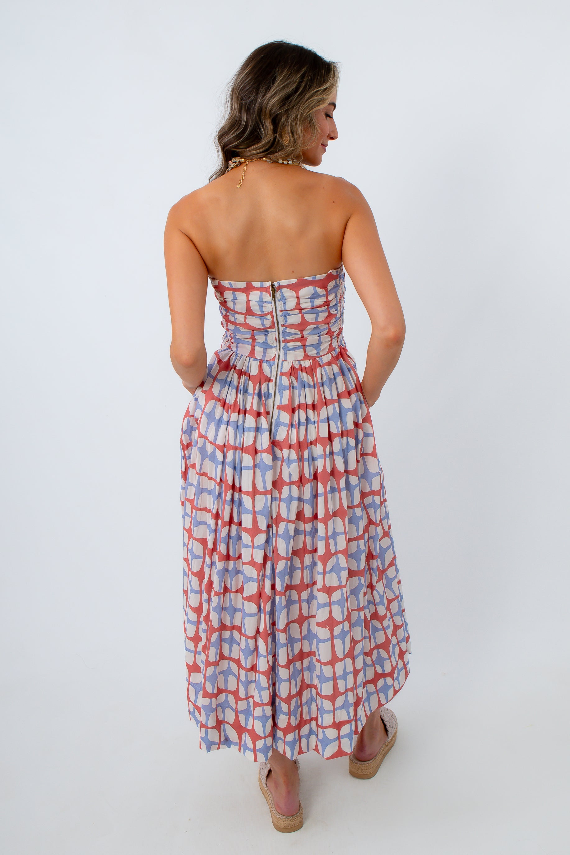 blue and orange midi dress Baltic Born Womens Laie Back Tie Maxi Dress | Blue + Orange