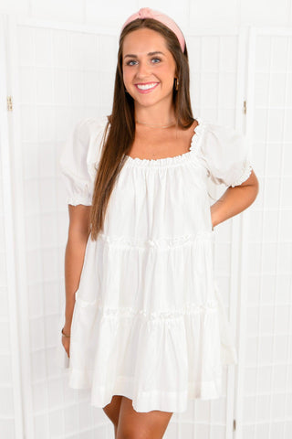Darling Perfection White Tiered Poplin Dress-Mable-L. Mae Boutique
