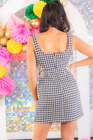Shailene Tweed Cut Out Houndstooth Mini Dress-4SI3NNA-L. Mae Boutique