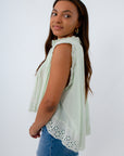 Pastel Green Eyelet Top farm rio dupe blouse