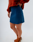 Comfortable elastic waistband denim skirt, high rise denim skirt, Z Supply denim skirt, Indigo denim skirt