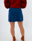 Casual everyday denim mini skirt with elastic waist, soft denim skirt, cotton denim skirt, jersey denim skirt