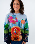 Relaxed fit Thanksgiving parade sweater with sequins, Queen of Sparkles Thanksgiving sweater, Thanksgiving parade sweater