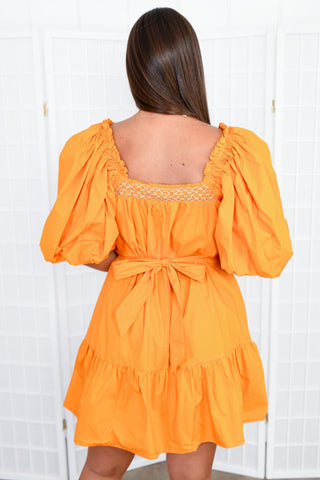 Orange Crush Puff Sleeve Dress-Sofie the Label-L. Mae Boutique