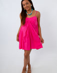 hot pink dress for sorority recruitment and summer styled with turquoise jewelry
