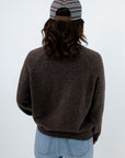 Cozy oversized heathered sweater for fall, Cozy oversized dark brown sweater, Cozy oversized dark grey sweater