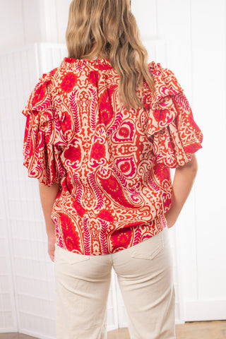 Made For Your Ruby Ruffle Short Sleeve Top-Entro-L. Mae Boutique