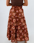 Floral midi skirt, long printed skirt for fall, floral midi skirt, fall skirts