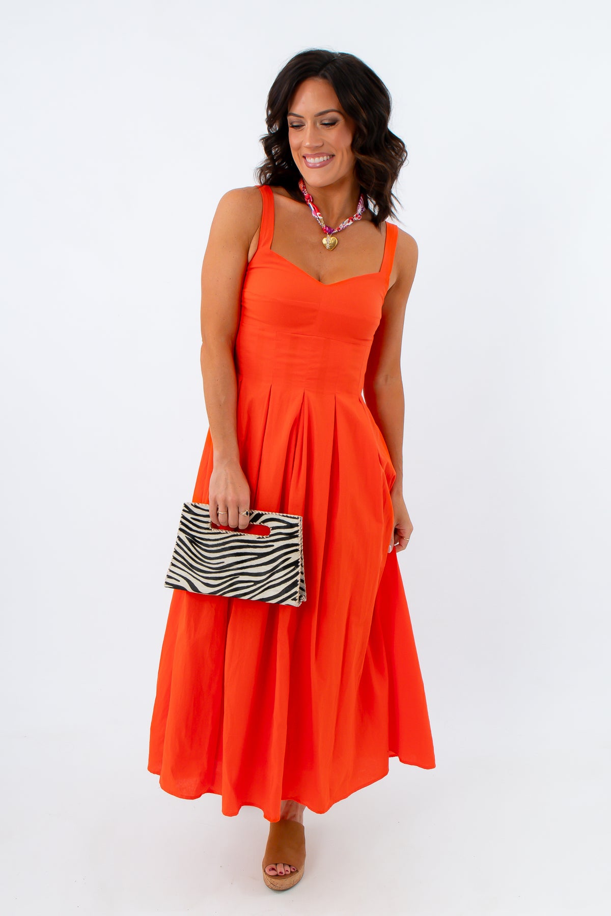 Orange Poppy Valerine Midi Dress clemson gameday l mae boutique