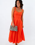 Orange Poppy Valerine Midi Dress clemson gameday l mae boutique