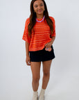 Earn Your Stripes Orange Lightweight Sweater