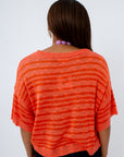 Orange Striped knit top for clemson game day, auburn game day tops, syracuse game day sweater