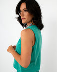 Bright teal sleeveless tank top for women, casual summer apparel