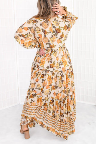 Free People Ivory Combo Rows of Roses Maxi Dress-Free People-L. Mae Boutique