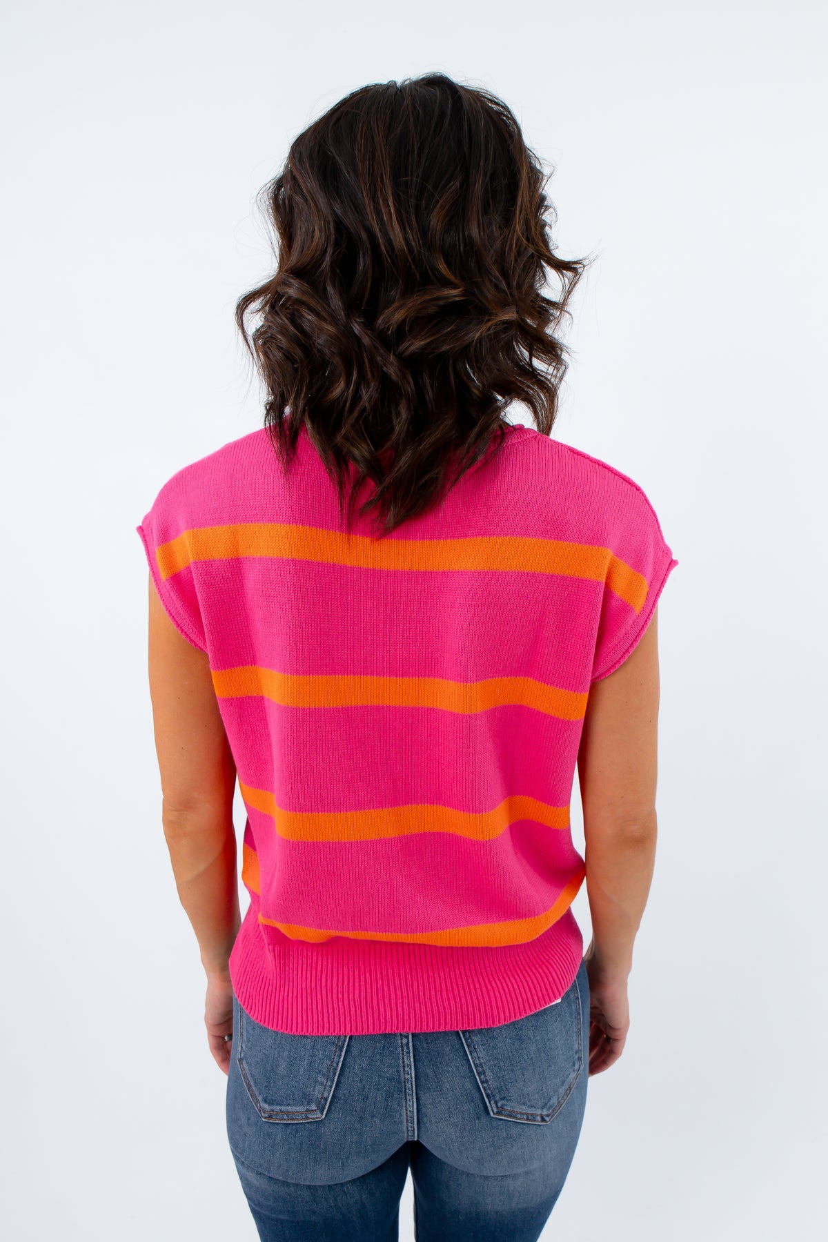 Breathable fall sleeveless sweaters for transitional weather, colorful lightweight sweater, colorful striped sweater