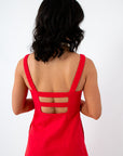 Firecracker Red Square Neck Midi Dress