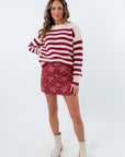Crimson Floral Paisley Mini Skirt