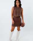 Hail Mary Brown Stitch Linen Skirt