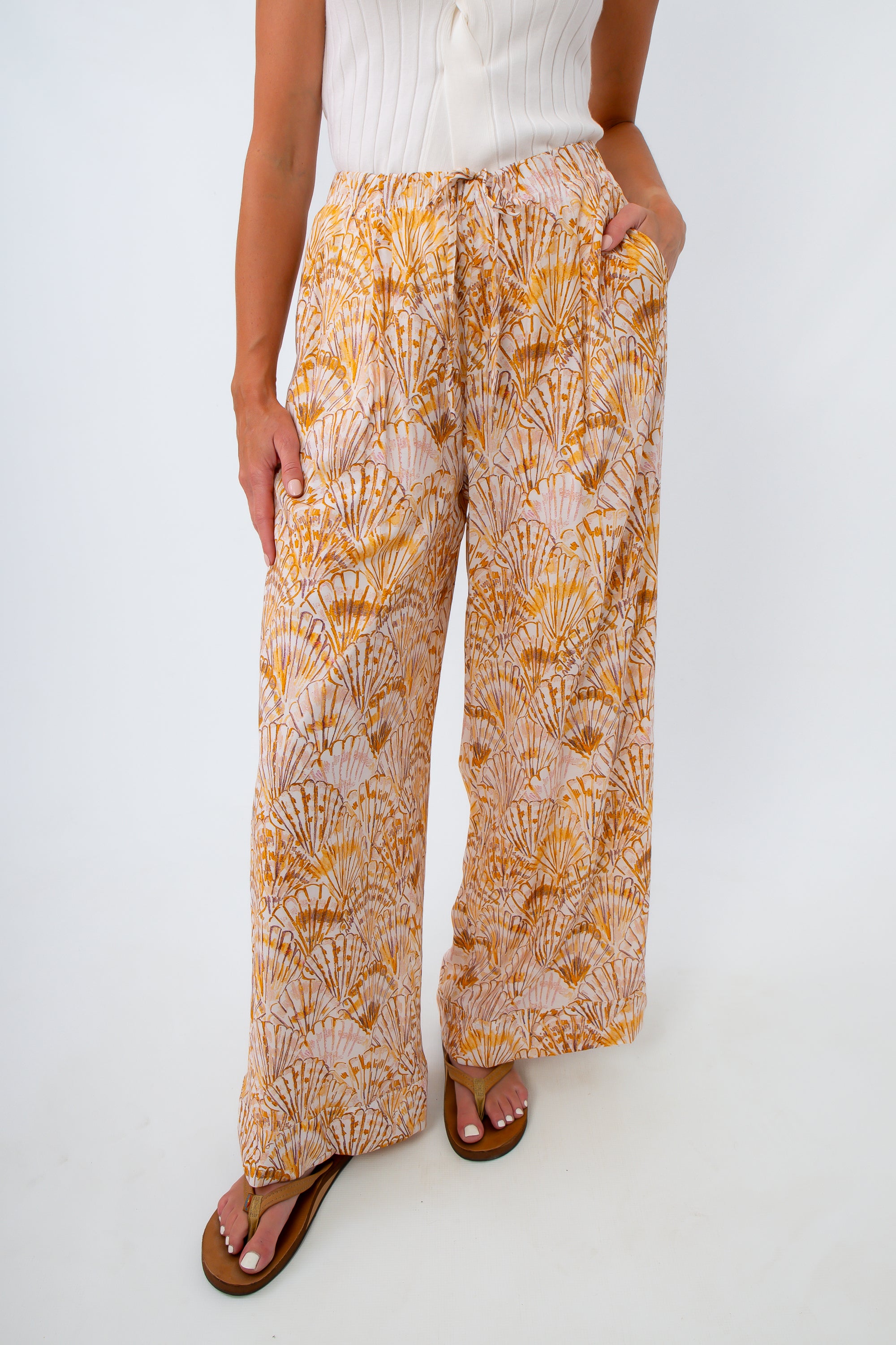 Scallop Seashell Wide Leg Pants for vacation, beach cover up, summer pants