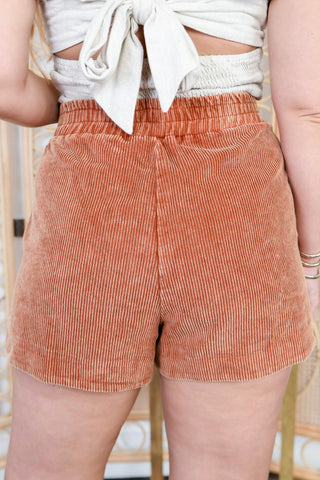 Read My Mind High Rise Camel Corduroy Shorts-She + Sky-L. Mae Boutique