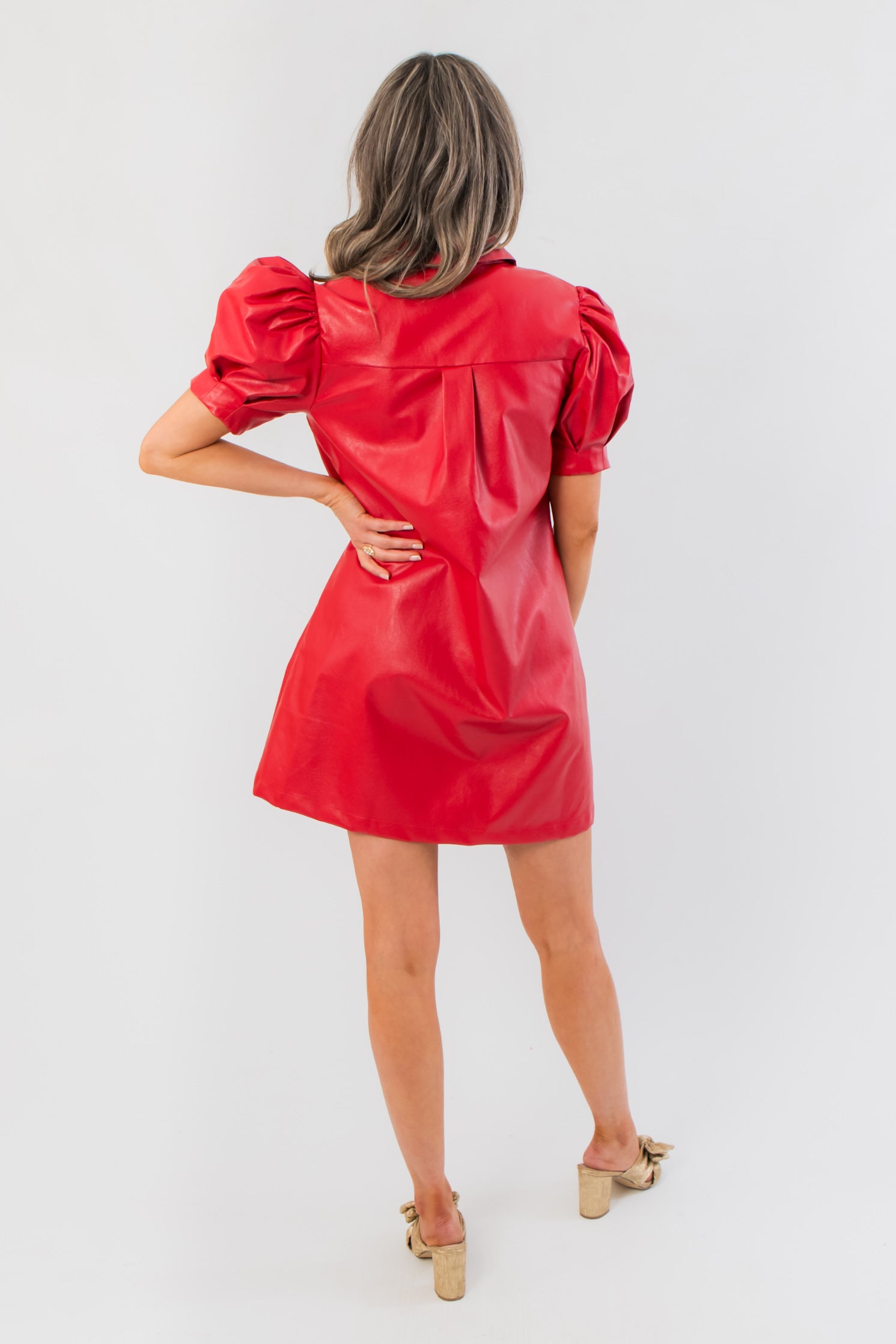 Sugarplum Showgirl Red Faux Leather Mini Dress