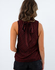 Stylish fall going out top in burgundy with stripes, garnet and black game day top, garnet and black halter top for USC game day