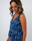 THML nautical print top with button front