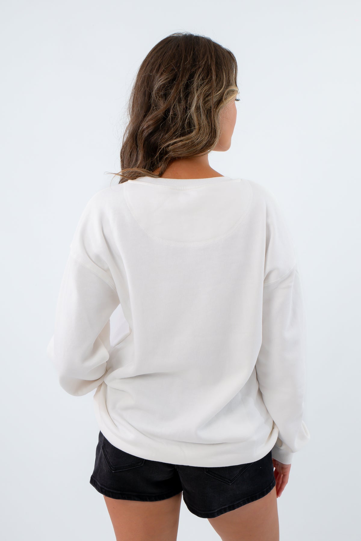 Gamecock sweatshirt with chenille logo patch, white sweatshirt with USC patch, Cozy white sweatshirt for USC fans fall season
