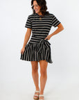 en saison Cara Black & White Stripe Jersey Dress