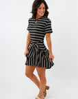 black and white t shirt boutique short sleeve dress fall gameday workwear
