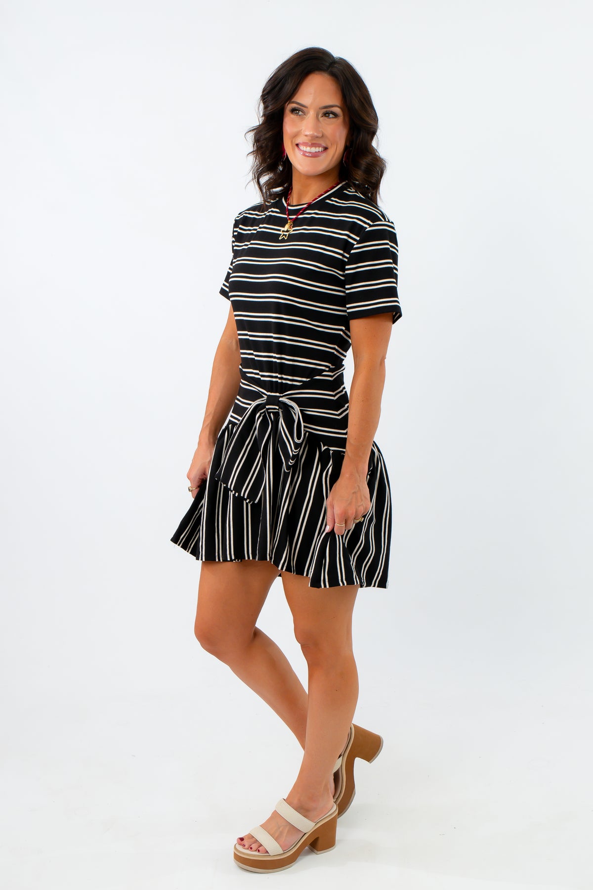 Cara Black &amp; White Stripe Jersey Dress
