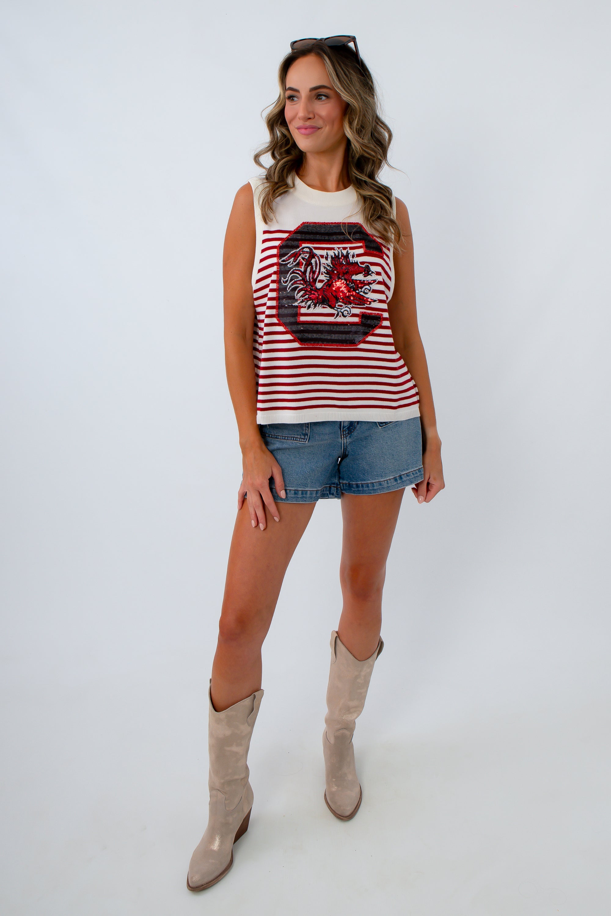 Queen of Sparkles University of South Carolina apparel, Gamecock tank, gamecock sweater
