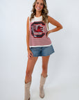 Sequin and beaded Gamecock logo top styled for University of South Carolina game day