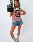 Queen of Sparkles University of South Carolina Stripe Knit Tank