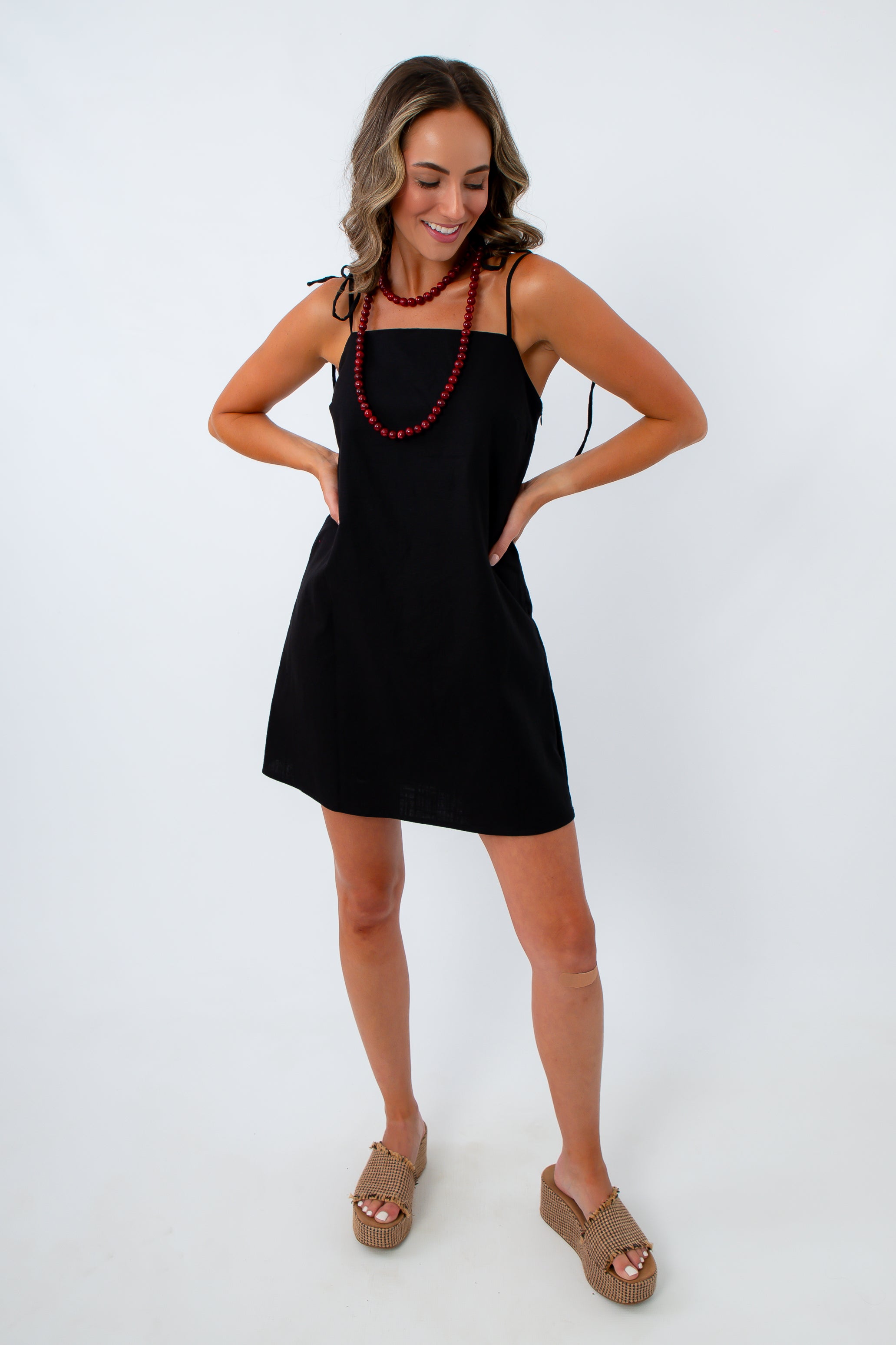 Soda City Black Linen Mini Dress