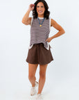 Off The Clock Espresso Knit Terry Mini Skort