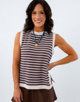 Overtime Winner Brown Stripe Knit Top