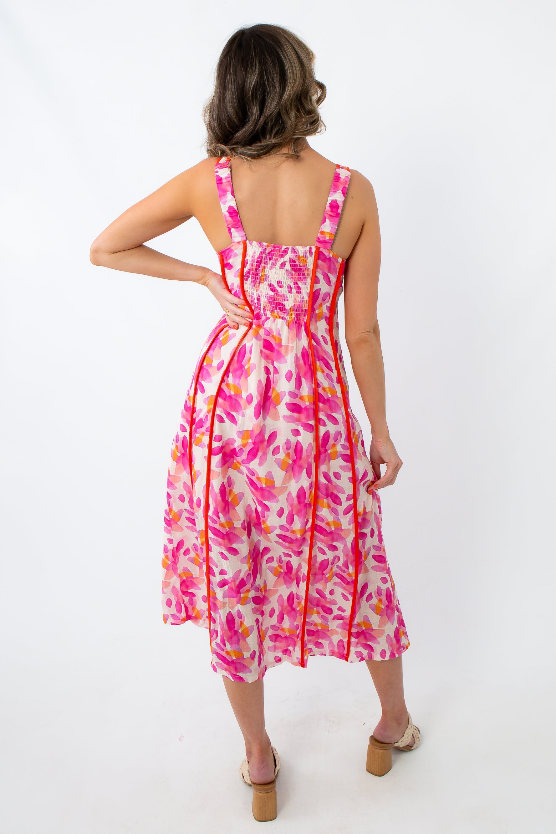 THML Fiesta Nights Hot Pink Midi Dress