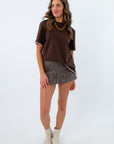 Laces Out Chocolate Brown Whipstitch Tee