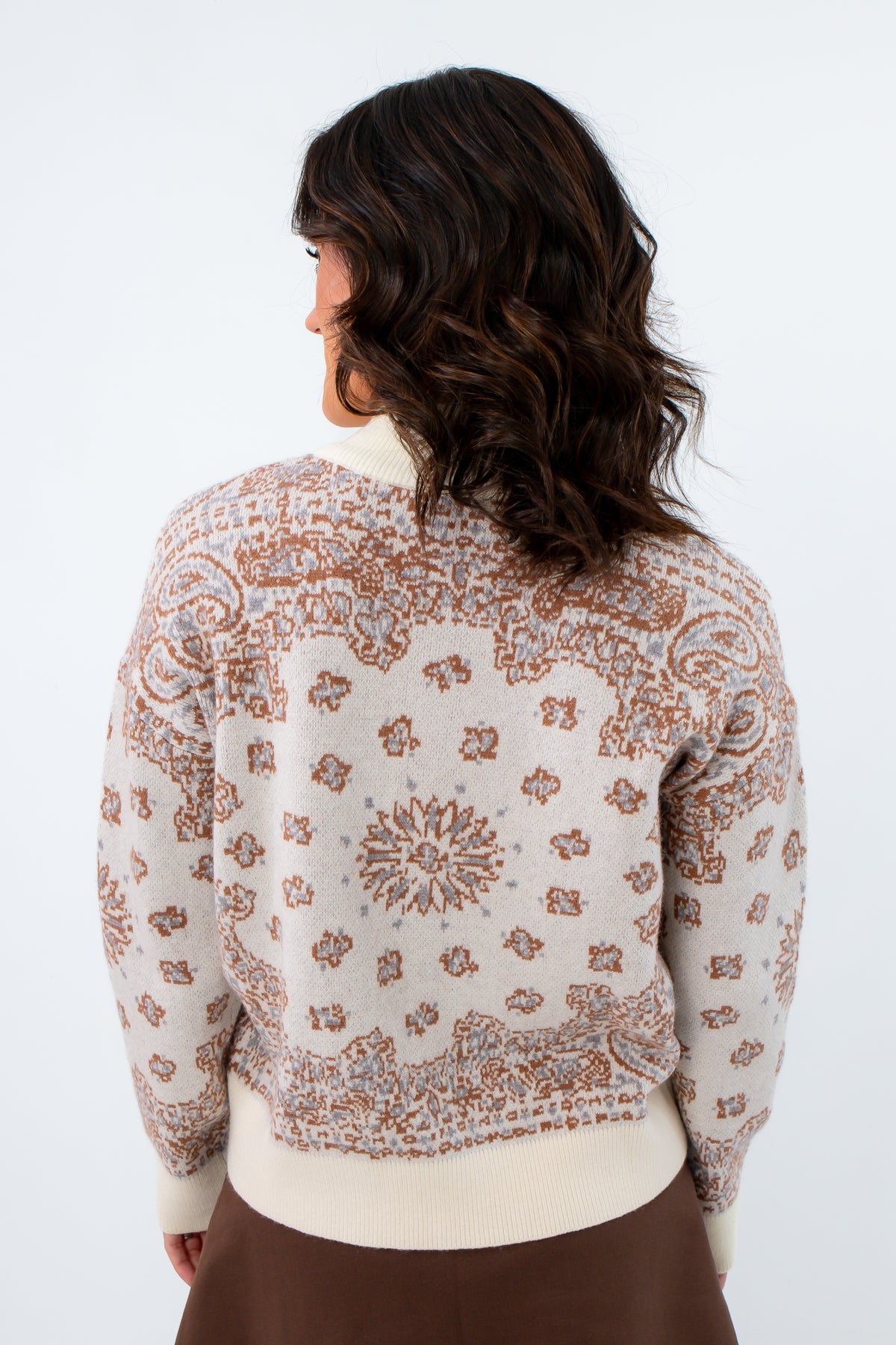 Soft knit sweater available in oatmeal and navy, cream sweater pullover, cream patterned sweater