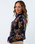 Soft knit navy pullover with ribbed trim, navy knit half zip, navy half zip sweater, navy knit pullover