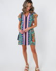THML Summer Mosaic Short Sleeve Dress with vibrant patterns