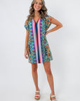THML Summer Mosaic Short Sleeve Dress featuring multi-pattern style