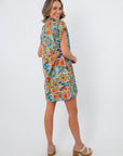 THML Summer Mosaic Short Sleeve Dress in vibrant multi-pattern