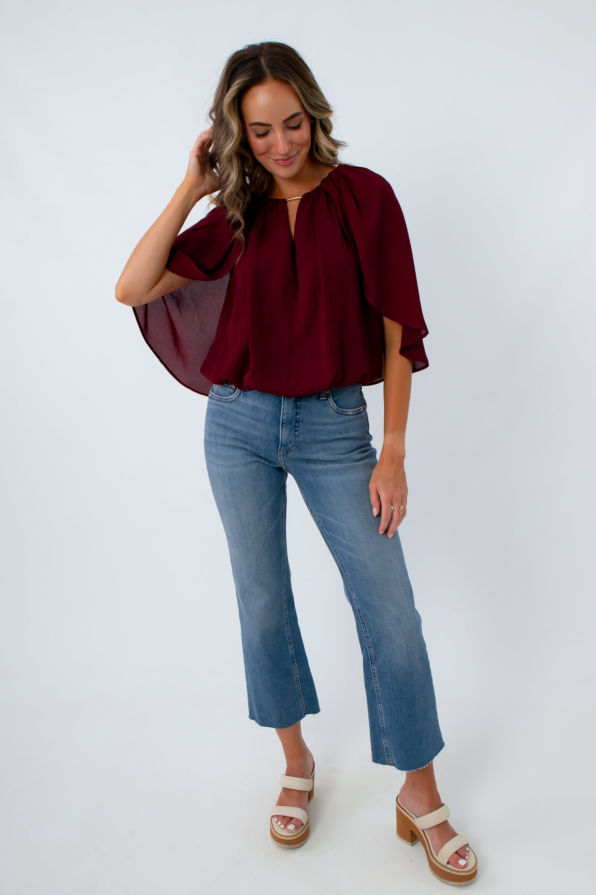 Columbia Garnet Cape Blouse for Sout Carolina gamecocks game day
